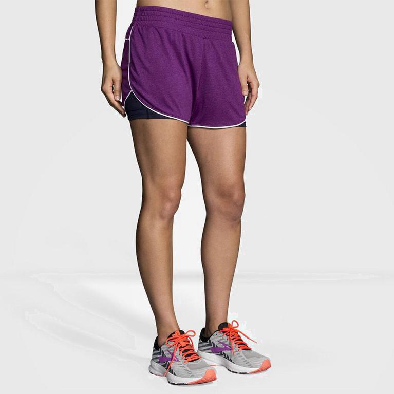 Brooks Women's Rep 3 2-In-1 Running Shorts Singapore - Purple (78319-VTWF)